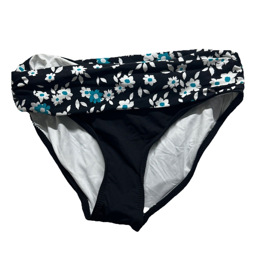 Anne Cole Bikini Swimsuit Bottom XS Women's Black White Flowers